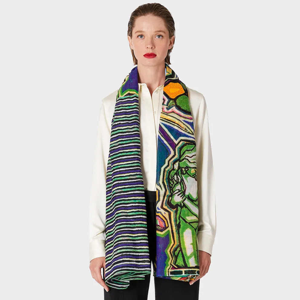 Paul Smith - Women's Multi-Coloured Artist Studio Motif Silk-Blend Scarf