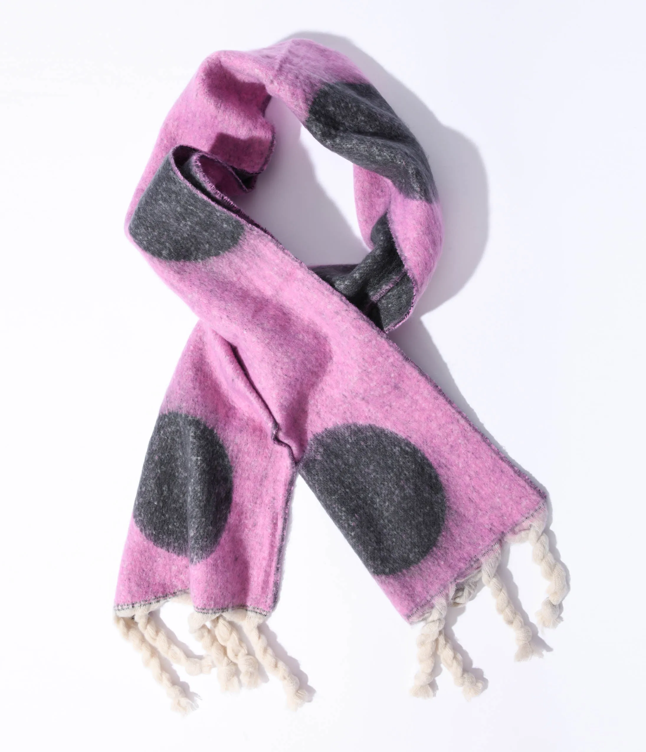 Pink & Grey Large Polka Dot Scarf