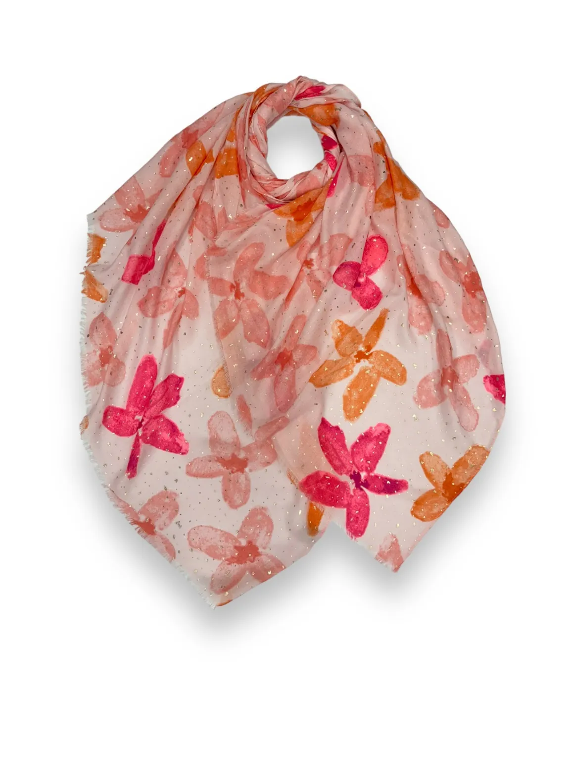 Pink Lily Print Gold Fleck Scarf