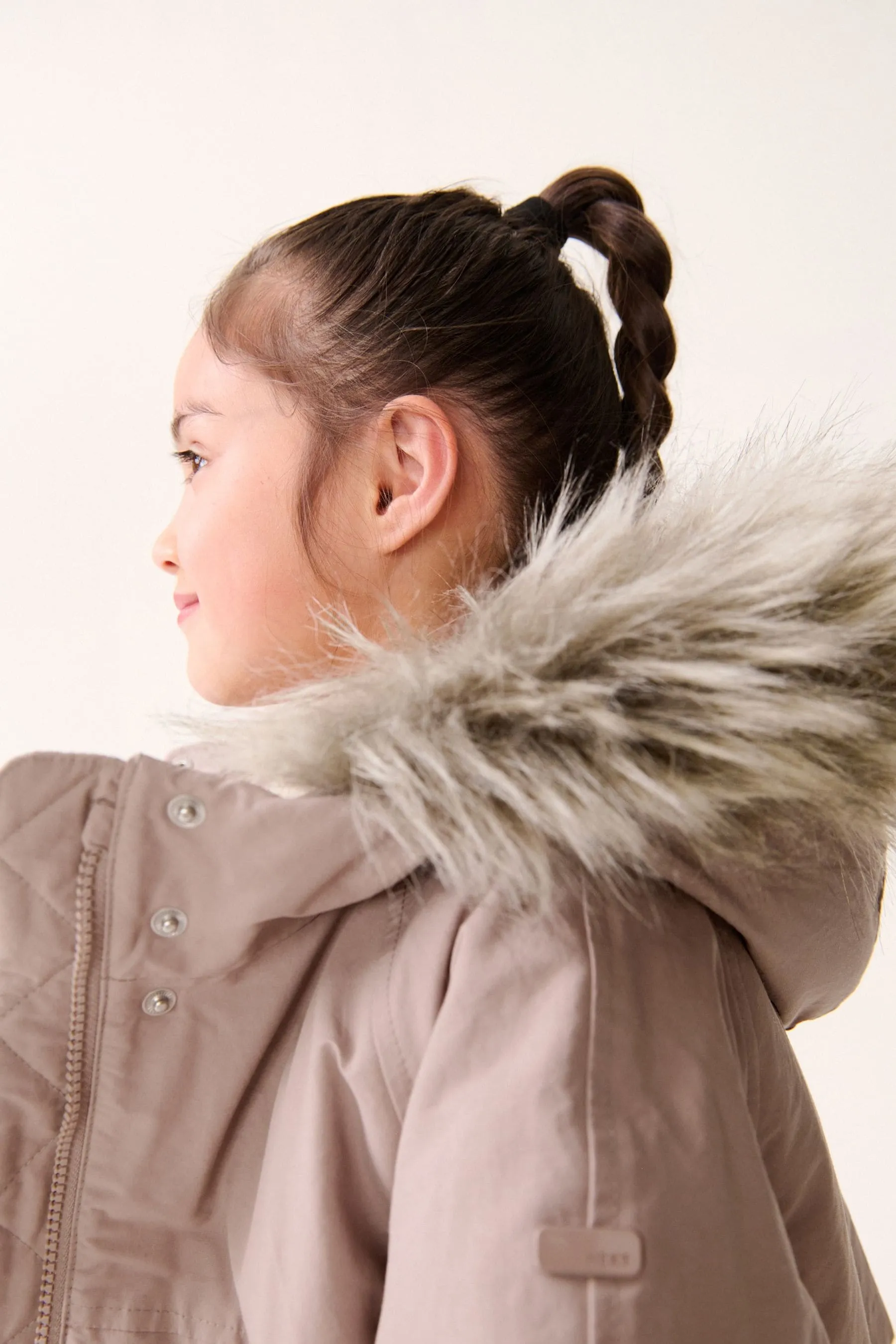 Pink Shower Resistant Faux Fur Trim Parka (3-16yrs)