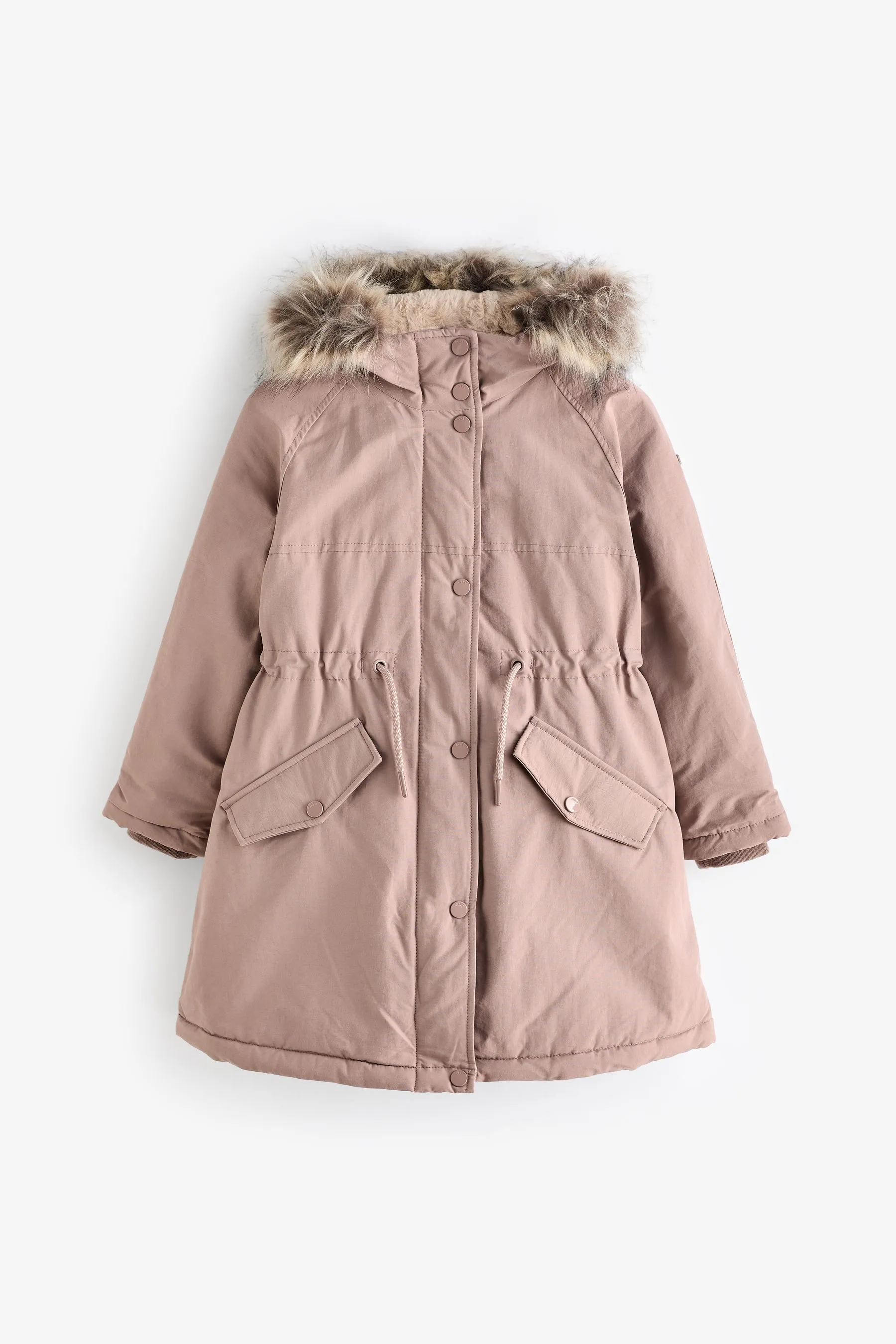 Pink Shower Resistant Faux Fur Trim Parka (3-16yrs)