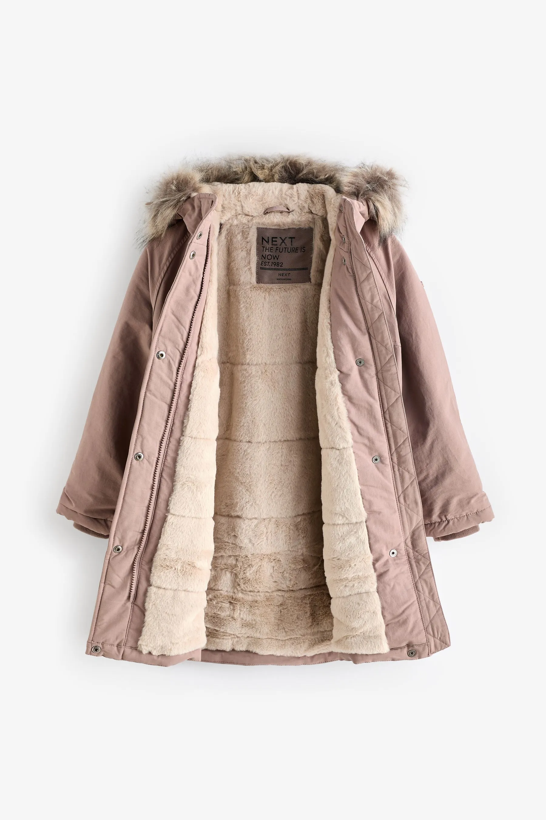 Pink Shower Resistant Faux Fur Trim Parka (3-16yrs)