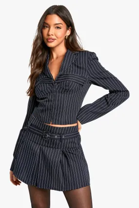 Pinstripe Corset Cropped Blazer