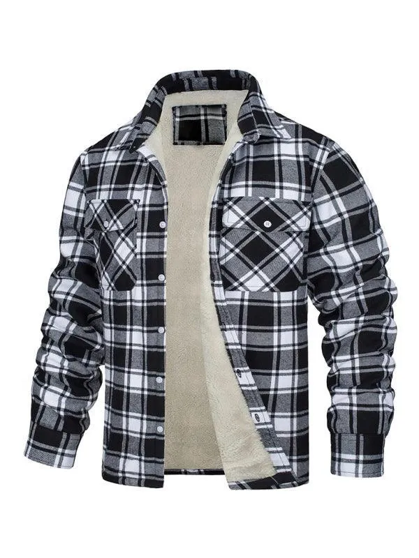 Plaid Fleece Men Flannel Shirt