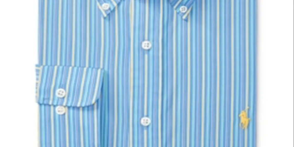 Polo Ralph Lauren Men's Classic Regular Fit Striped Dress Shirt Blue Size 17.5X35X36