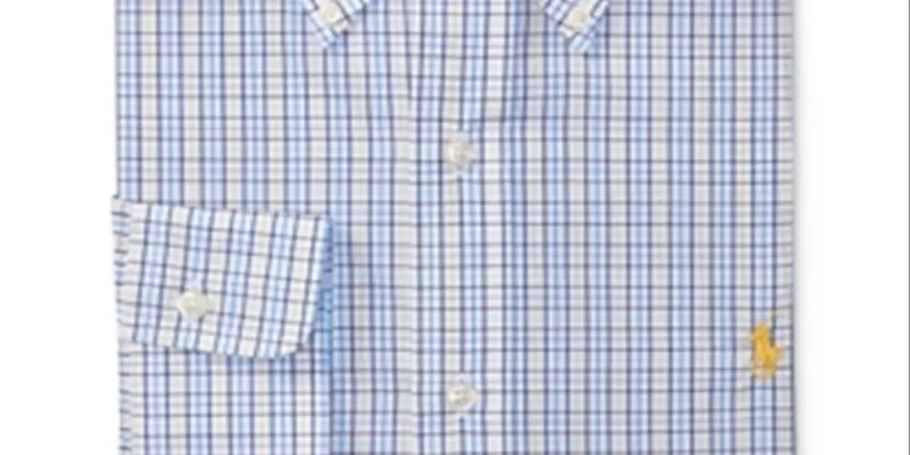 Polo Ralph Lauren Men's Regular Fit Checked Poplin Dress Shirt White Size 15.5X32X33