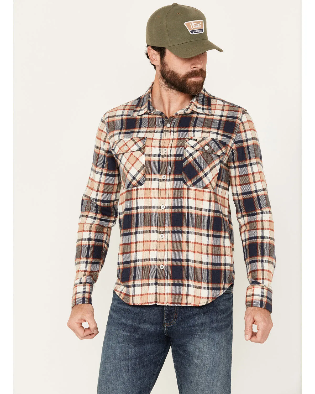 Product Name:  Brixton Men's Bowery Plaid Print Long Sleeve Button-Down Flannel Shirt