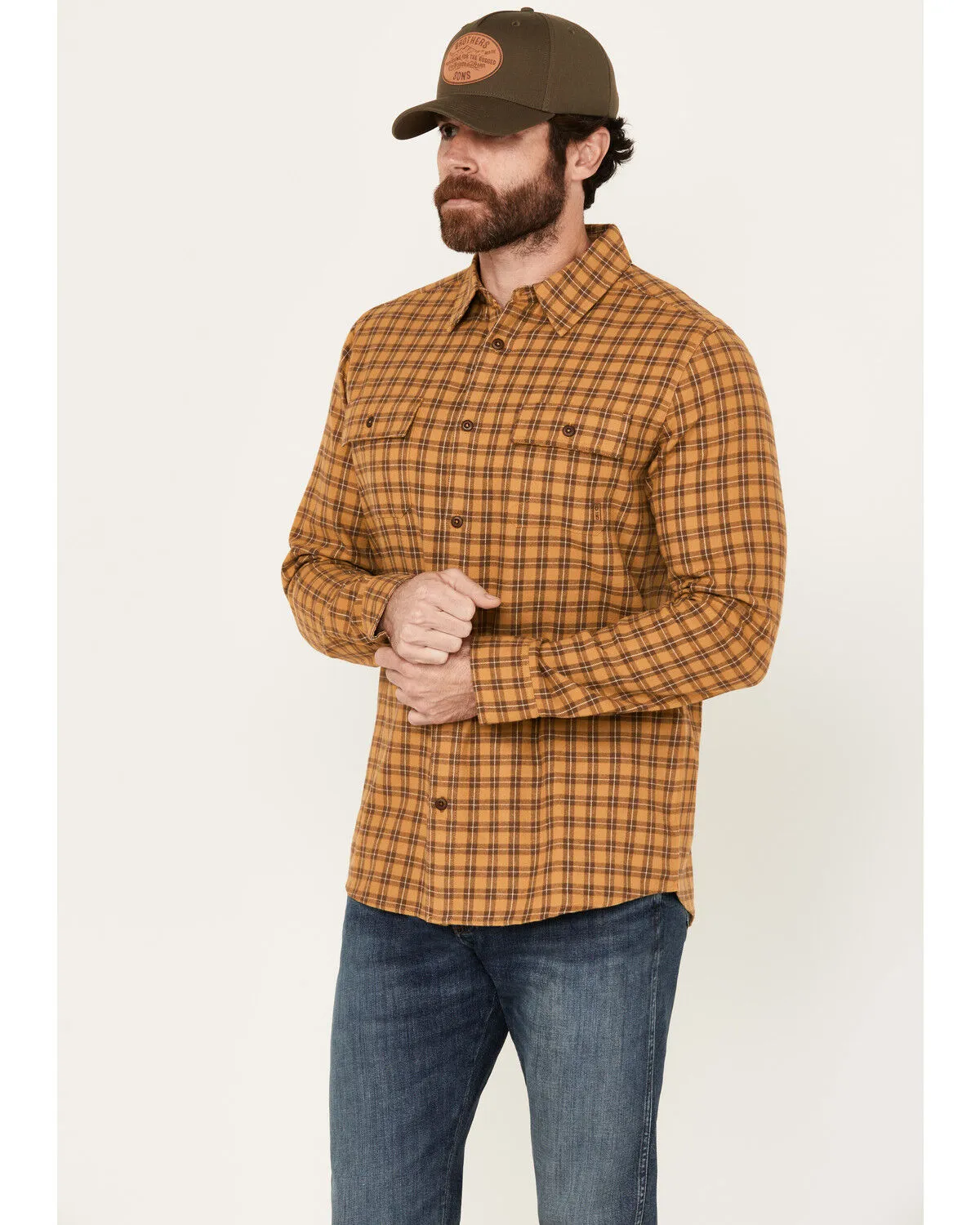 Product Name:  Brothers and Sons Men's Borden Everyday Plaid Print Long Sleeve Button-Down Flannel Shirt