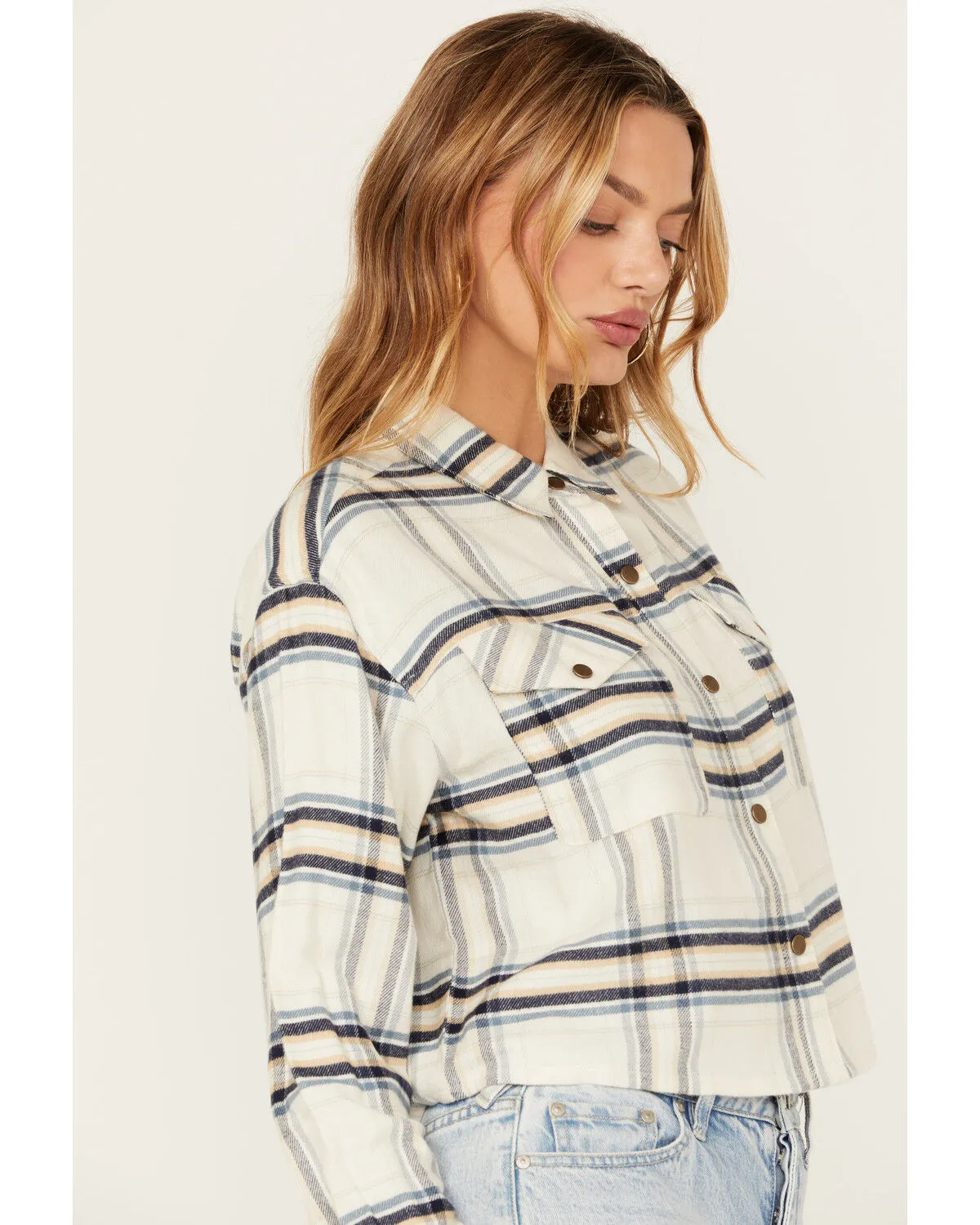 Product Name:  Cleo + Wolf Women's Cropped Plaid Print Flannel Shirt