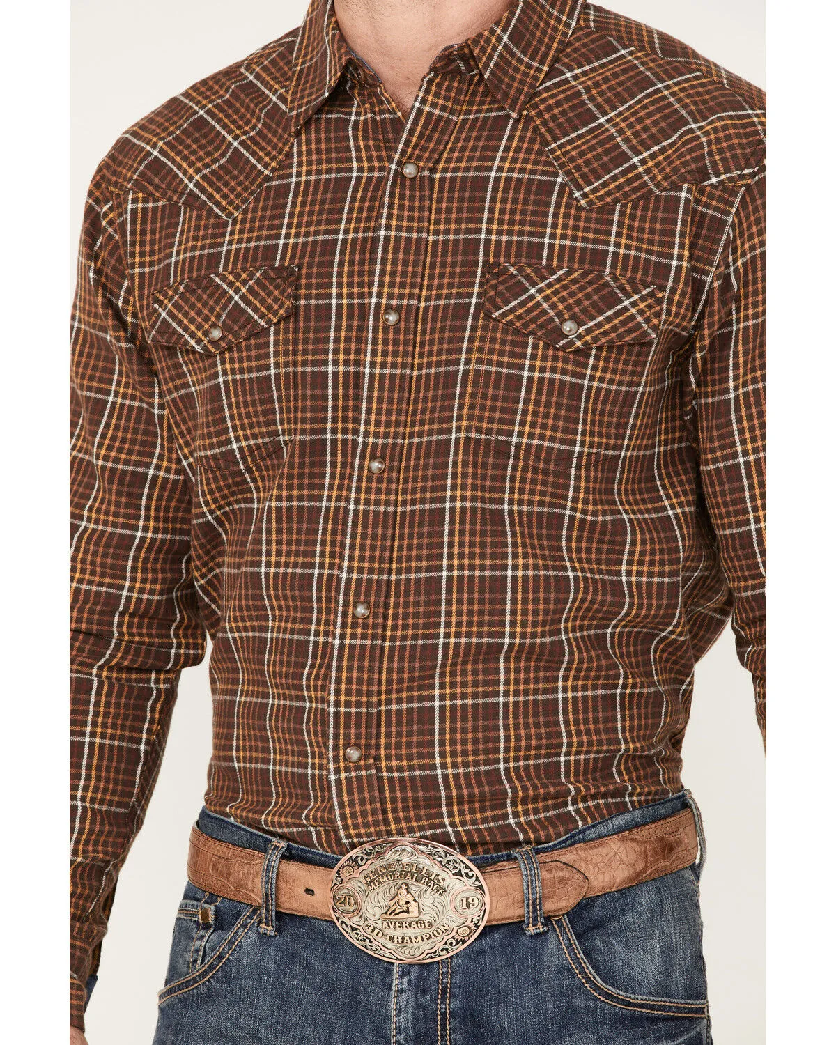 Product Name:  Cody James Men's Rusty Nail Plaid Print Long Sleeve Snap Western Flannel Shirt