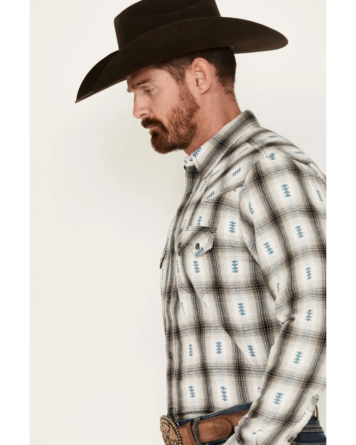 Product Name:  Moonshine Spirit Men's Southwestern Plaid Print Long Sleeve Snap Flannel Shirt