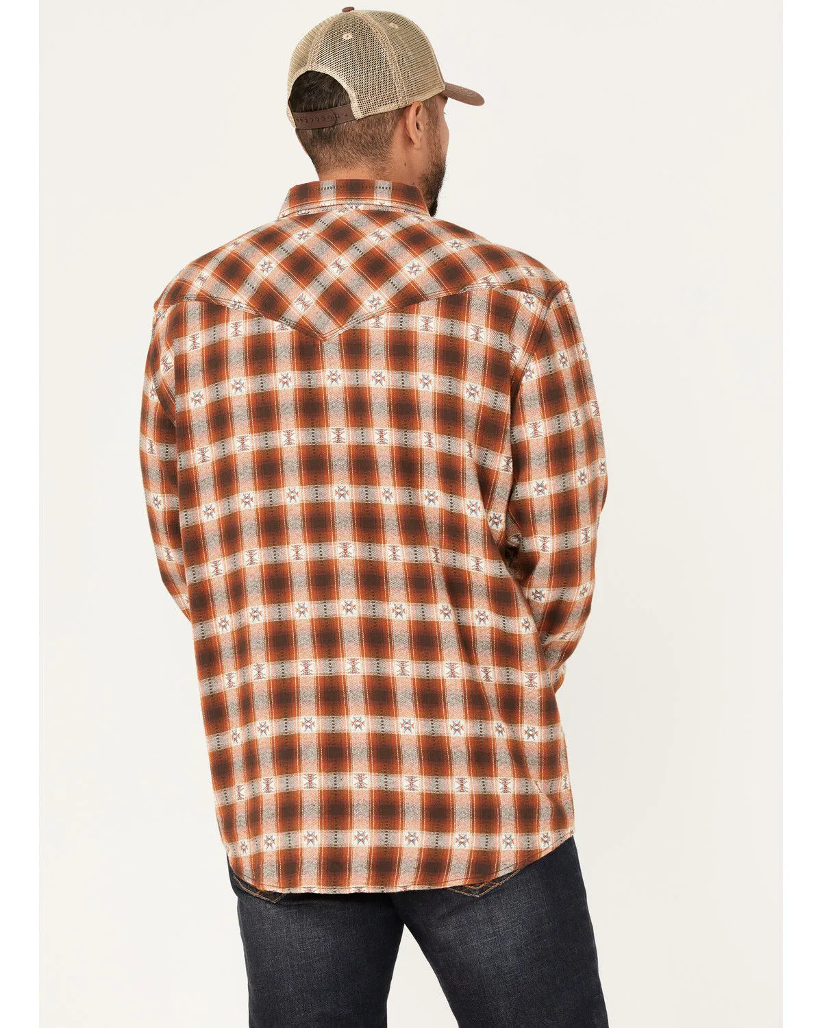 Product Name:  Moonshine Spirit Men's Trail Map Southwestern Plaid Print Snap Western Flannel Shirt