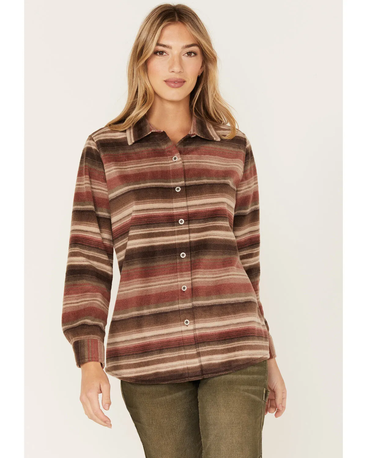 Product Name:  North River Women's Serape Stripe Print Long Sleeve Button Down Flannel Shirt