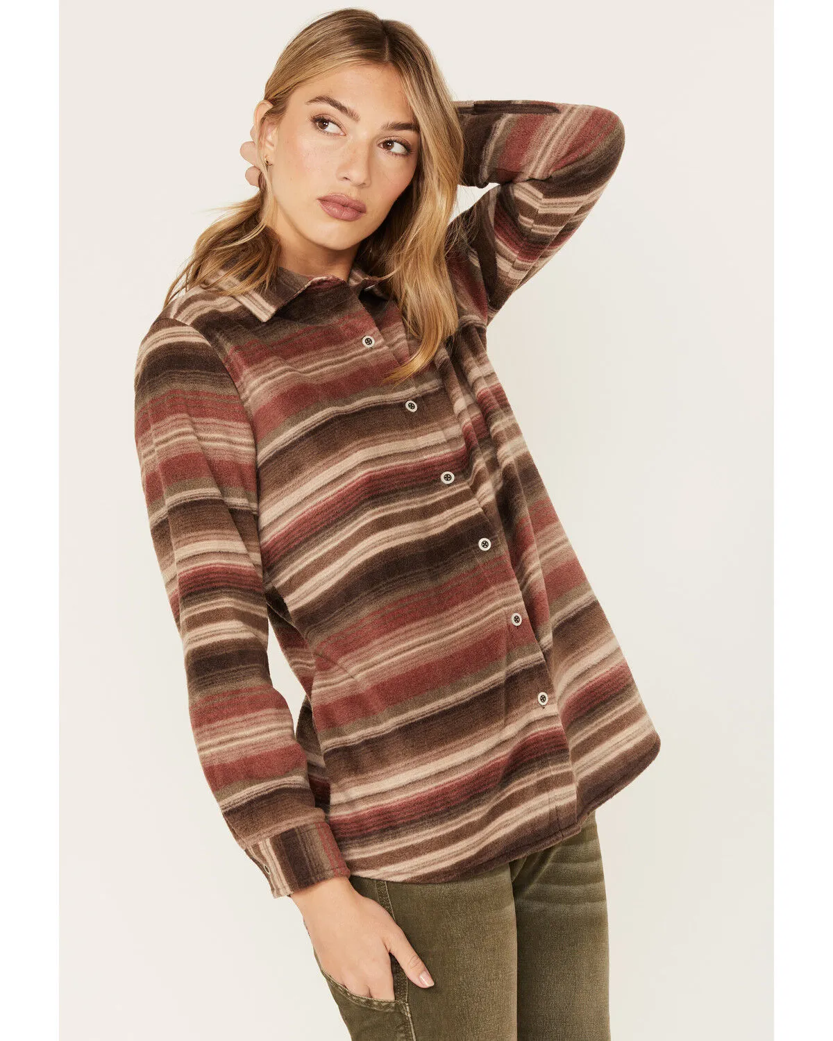 Product Name:  North River Women's Serape Stripe Print Long Sleeve Button Down Flannel Shirt