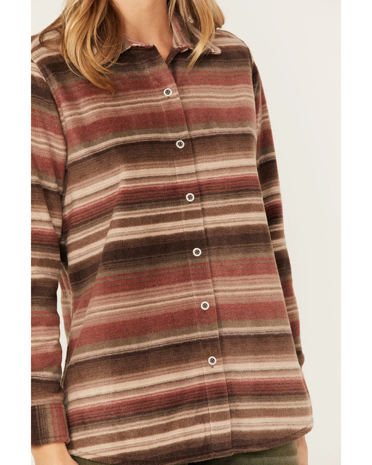 Product Name:  North River Women's Serape Stripe Print Long Sleeve Button Down Flannel Shirt