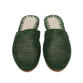 Raffia Slippers Babouche in Khaki