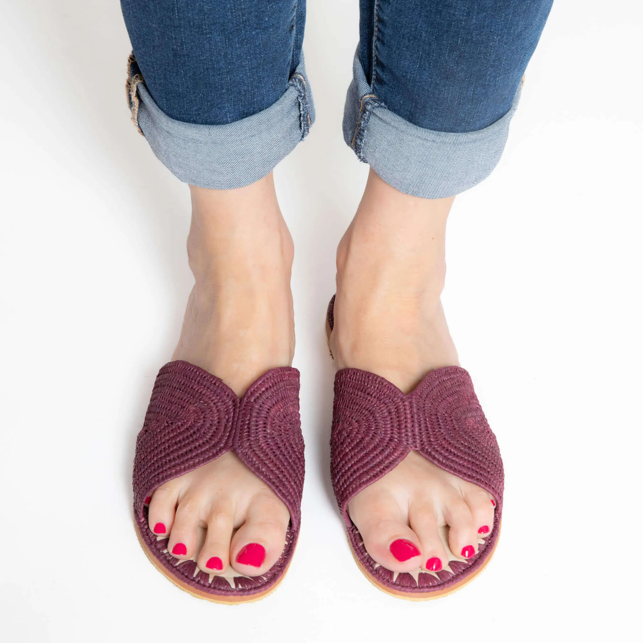 Raffia Slippers Sun and Moon in Orchid