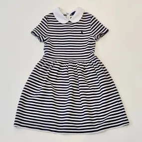 Ralph Lauren Navy And White Stripe Dress With Collar: 8-10 Years