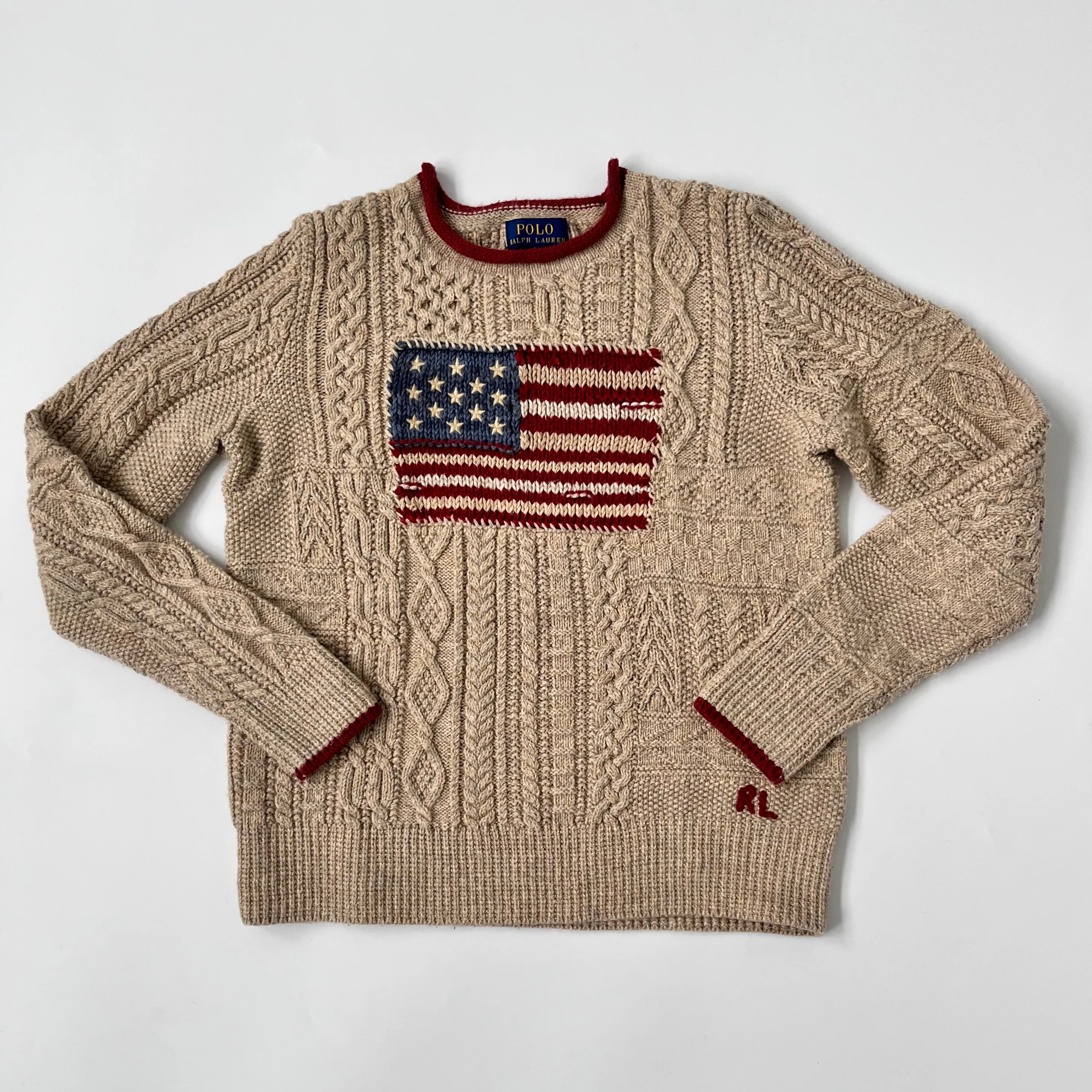 Ralph Lauren Oatmeal Flag Jumper: 8-10 Years