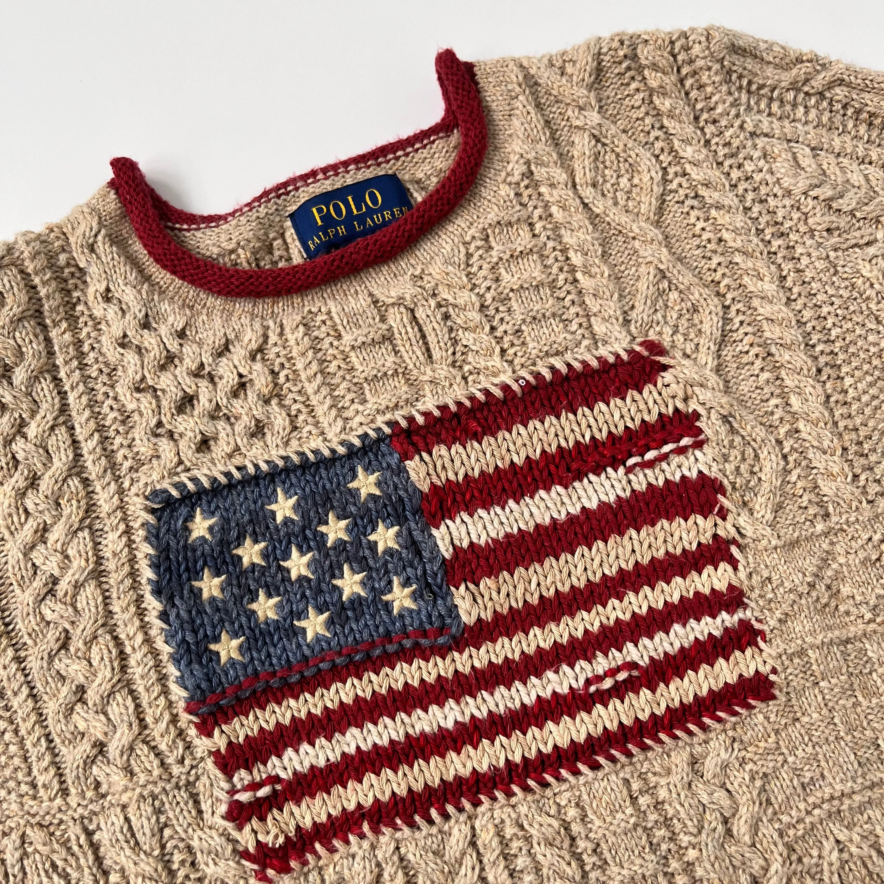 Ralph Lauren Oatmeal Flag Jumper: 8-10 Years