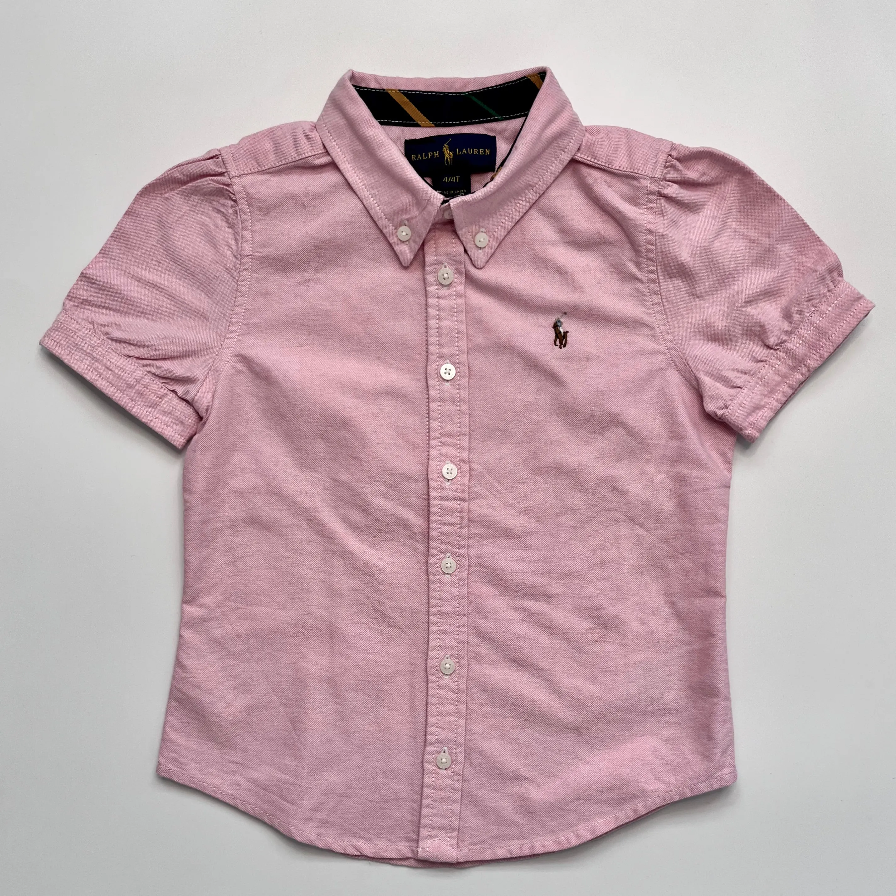 Ralph Lauren Pink Oxford Short Sleeve Blouse: 4 Years & 5 Years