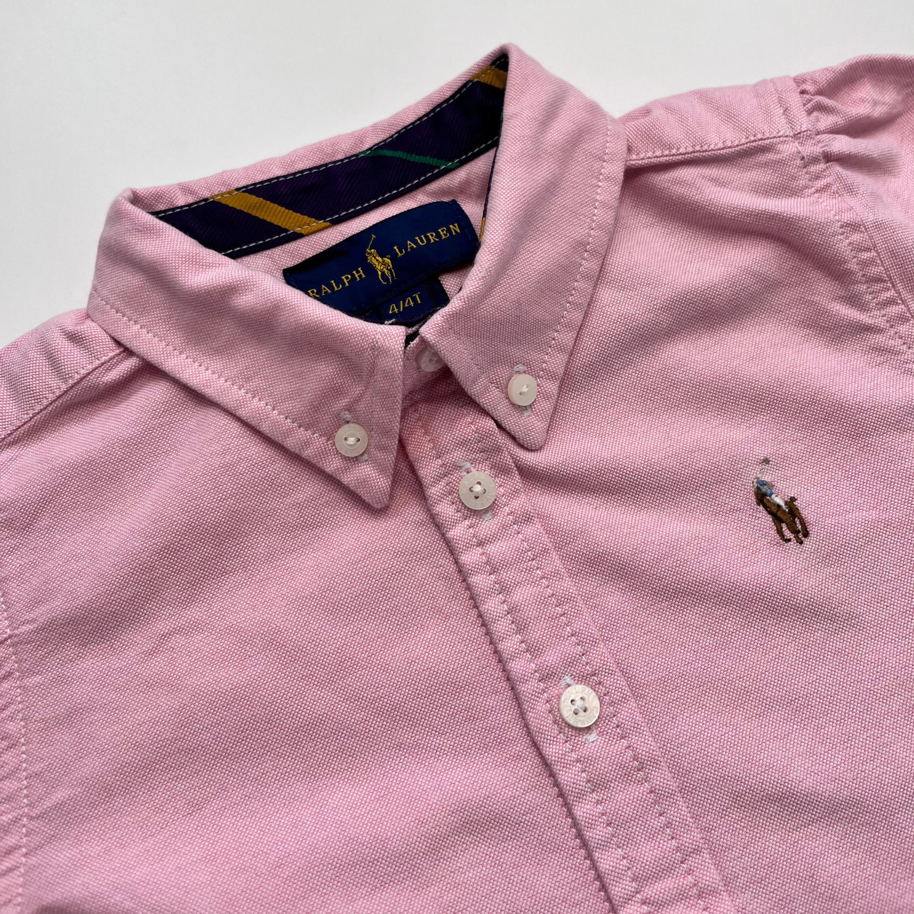 Ralph Lauren Pink Oxford Short Sleeve Blouse: 4 Years & 5 Years