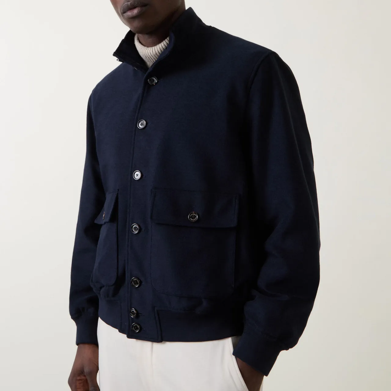 RALPH LAUREN PURPLE LABEL Terry Short Jacket - Navy