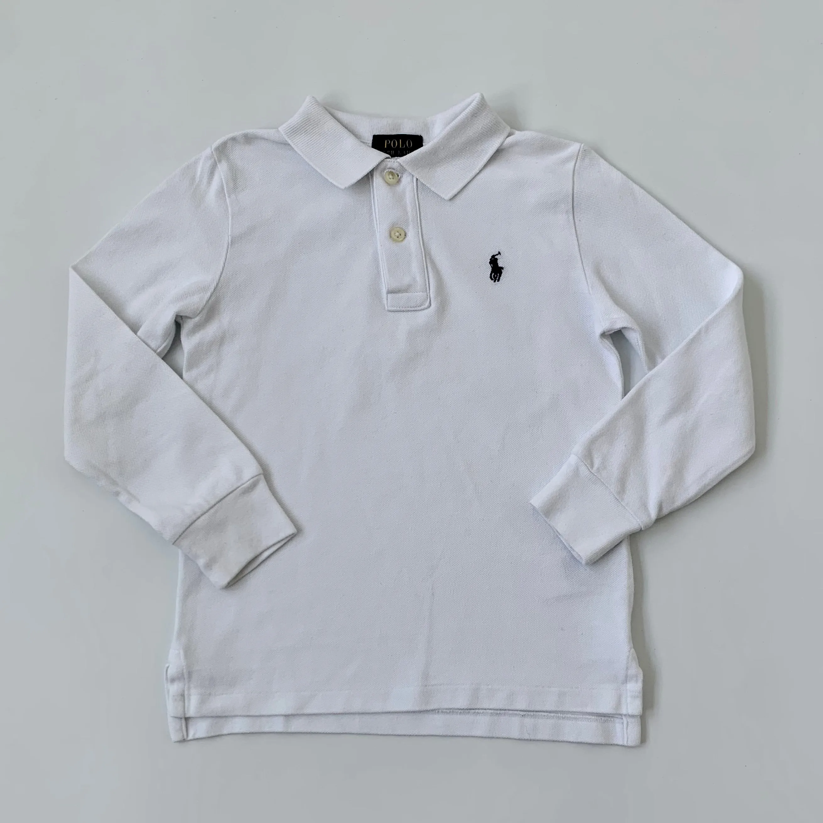 Ralph Lauren White Long Sleeve Polo Shirt: 4 Years