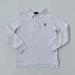 Ralph Lauren White Long Sleeve Polo Shirt: 4 Years