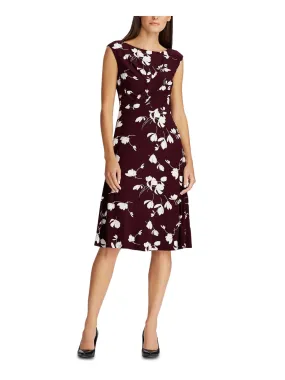 Ralph Lauren Women's Floral Jersey Fit & Flare Dress Brown Size 2