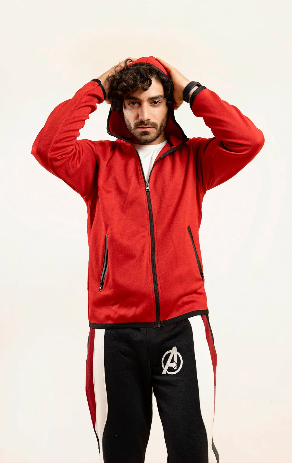 RED POLY UPPER HOODIE