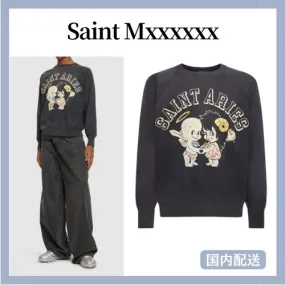 Saint Mxxxxxx  |Pullovers Unisex Street Style Long Sleeves Cotton