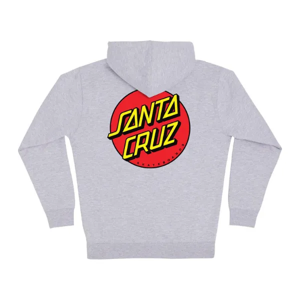 Santa Cruz Mens Classic Dot Zip Hoodie Sweatshirt - Grey Heather