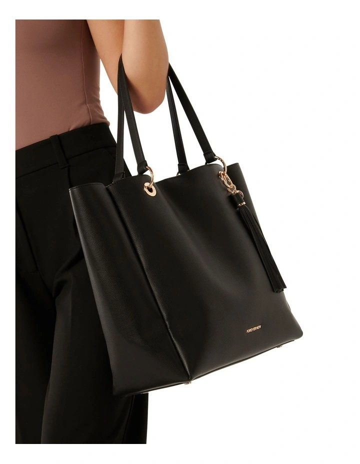 Signature Evie Eyelet Tote Bag in Black