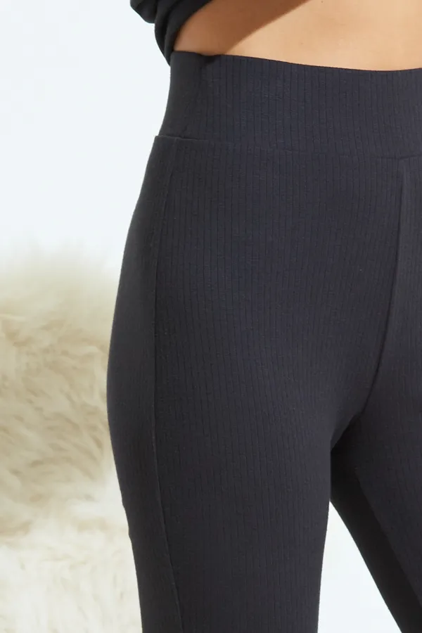 Slate Grey Ribbed Loungewear Leggings