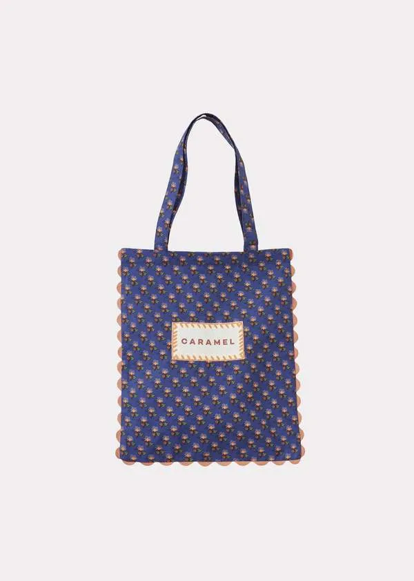 Small Tote Bag - Navy Posy Print