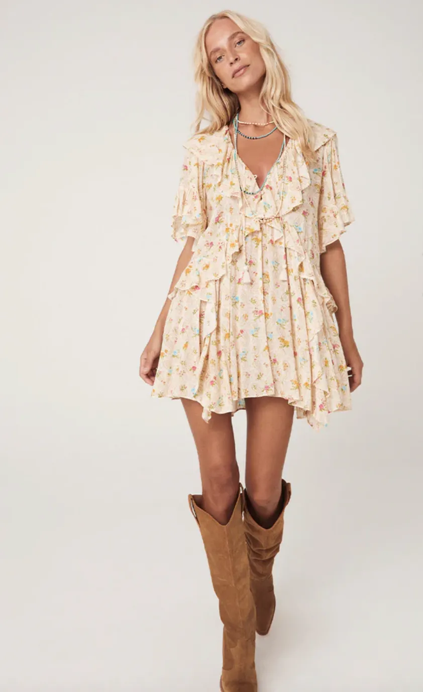 Spell Designs- Fleur Flutter Sleeve Mini Dress