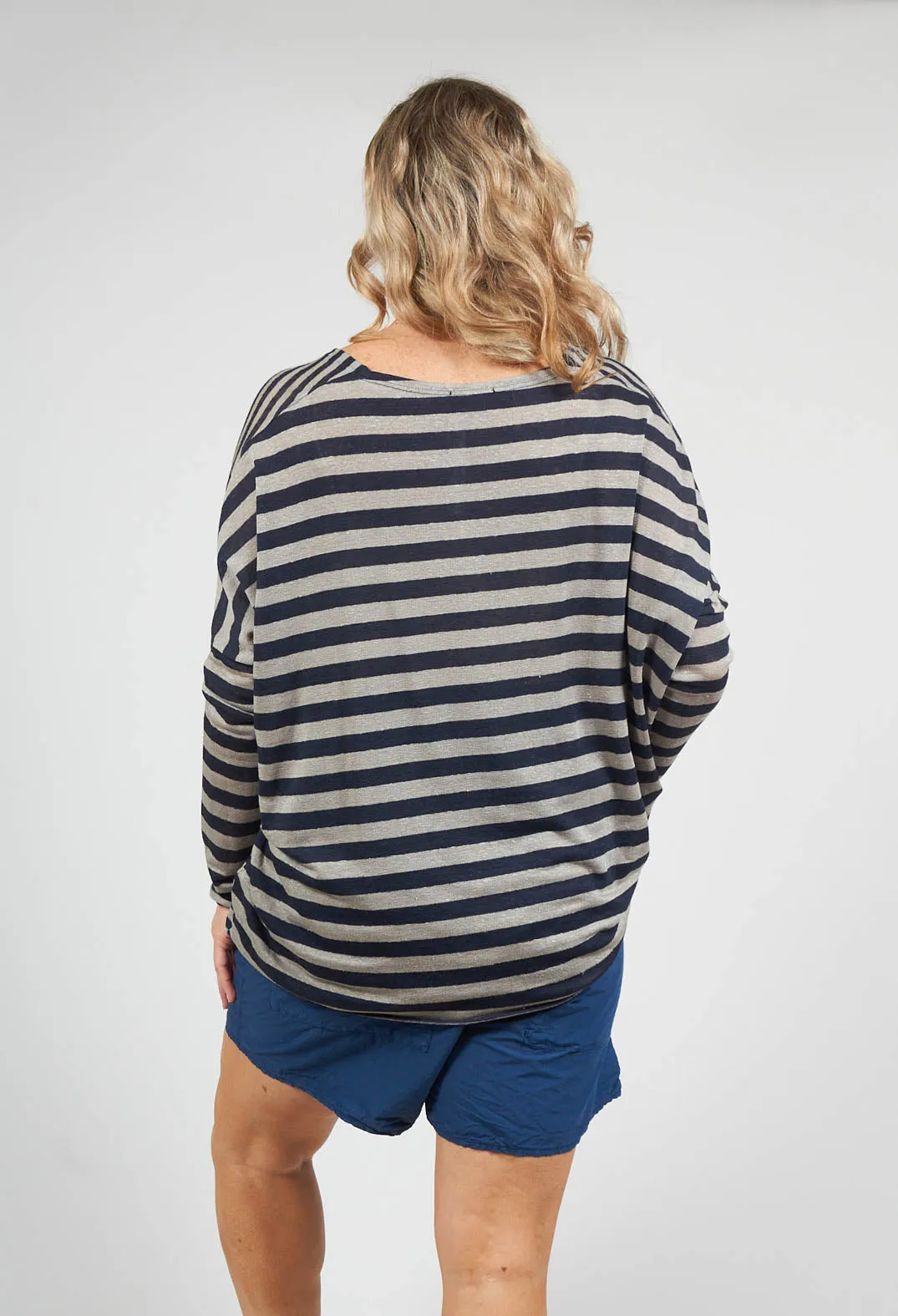 Striped Cardigan in Navy