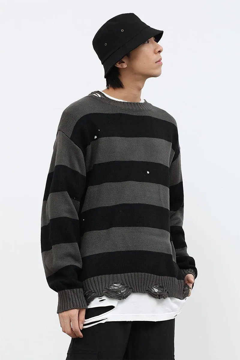 Striped Distressed Sweater