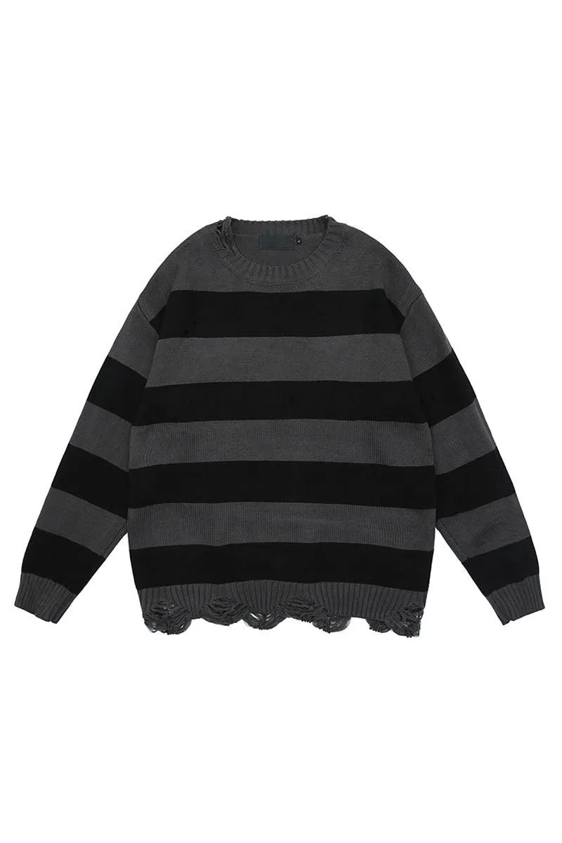 Striped Distressed Sweater