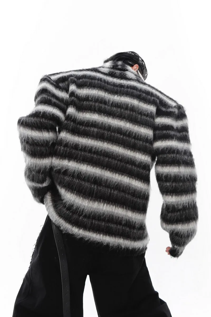 Striped Mohair Knit Sweater