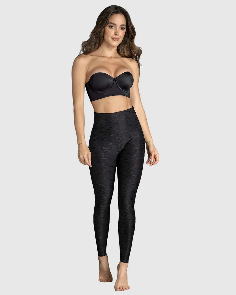 Strong tummy control leggings with ribbed texture