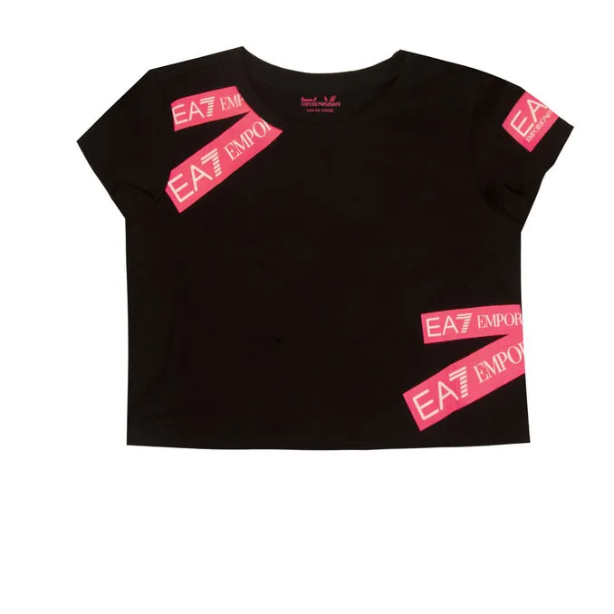 T-SHIRT CROP LOGO Girl Black