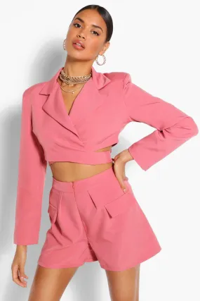 Tailored Wrap Tie Crop Blazer