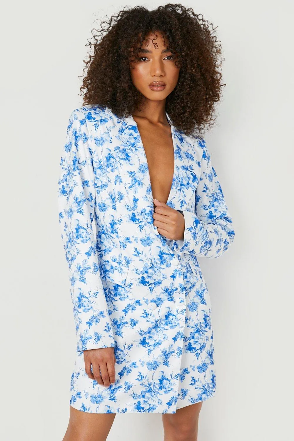 Tall Porcelain Print Blazer Dress