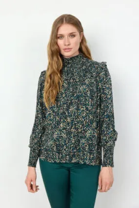 Tasmin- Teal Print Blouse - Soya Concept