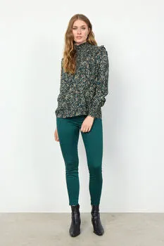 Tasmin- Teal Print Blouse - Soya Concept