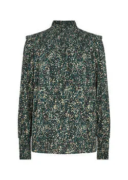 Tasmin- Teal Print Blouse - Soya Concept