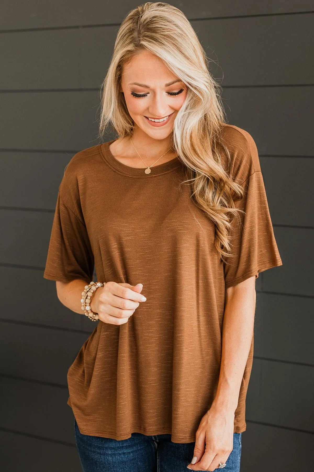 Tearing Down Boundaries Knit Top- Dark Camel