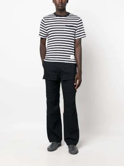 THOM BROWNE  |Crew Neck Pullovers Stripes Cotton Short Sleeves Logo